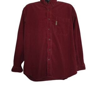 Columbia Men's Size Large Red Corduroy Long Sleeve Button Down Shirt